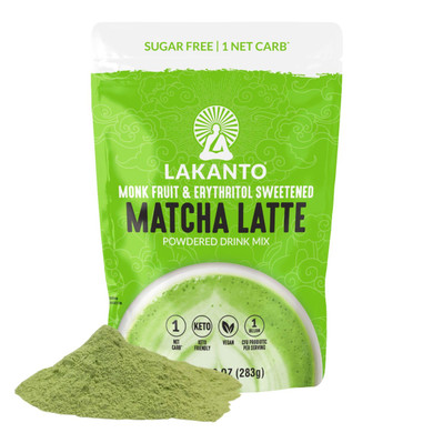 Lakanto Sugar Free Matcha Latte - Green Tea Powder With Shelf Stable Probiotics And Fiber, Sugar Free, Monk Fruit Sweetener, Keto Diet Friendly, Vegan, Detox, Destress, Antioxidants, Authentic (10 Oz)