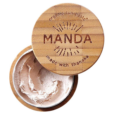 Manda - Reef Safe Sunscreen - Made Of Thanaka, Non-Nano Zinc Oxide & Organic Ingredients - Spf 50 - Travel Size, Waterproof Sunscreen Paste - Applies Thick - 40G