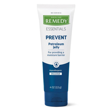 Medline Remedy Essentials Petroleum Jelly (4 oz Tube), 12 Count, 100% Pure White Petrolatum, Skin Protectant Barrier, Diaper Rash, Minor Burns & Wounds, Seals Out Wetness, For Dry, Chapped Skin