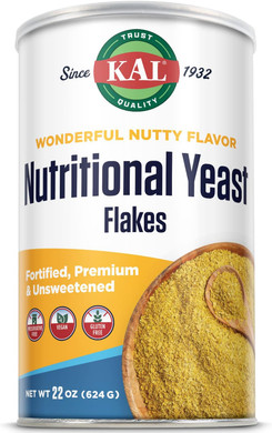 Kal Nutritional Yeast Flakes, Fortified With B12, Folic Acid & Other B Vitamins, Unsweetened, Great Nutty Flavor, Vegan & Gluten Free, 60-Day Money Back Guarantee, Made In The Usa, 34 Servings, 12Oz