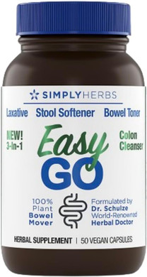 Dr. Schulze'S Easy Go Bowel Mover - Formulated Gentle Laxative, Colon Toner & Stool Softener | 100% Plant Natural Bowel Cleanse - Promotes Regular & Complete Bowel Movements - 50 Count Vegan