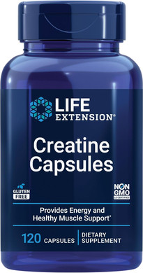 Life Extension Creatine Capsules  Creatine Monohydrate  Promotes Strength, Lean Muscle, Healthy Endurance  Non-Gmo, Gluten-Free  120 Capsules