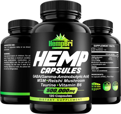 Hempbri Hemp Oil Extract Capsules for Joint Support Your Health Sleep Supplement Pill Tablets Immune Natural Seed Oils Powder (Pack of 1)