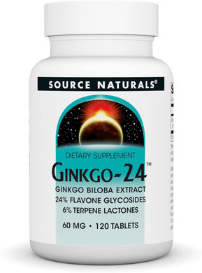 Source Naturals Ginkgo-24 - Ginkgo Biloba Extract 60 mg Supports Mental Acuity - 120 Tablets