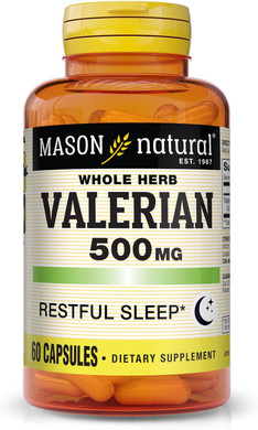 Mason Natural Valerian Root 500 Mg - Natural Sleep Aid, Promotes Healthy And Restful Sleep, Herbal Supplement, 60 Capsules