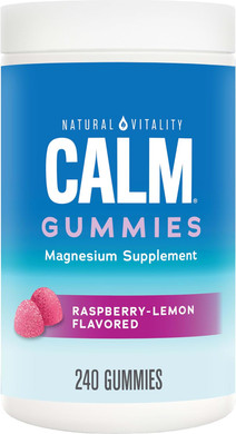 Natural Vitality Calm, Magnesium Citrate Supplement, Stress Relief Gummies, Supports A Healthy Response To Stress, Gluten Free, Vegan, Raspberry Lemon, 240 Gummies (Packaging May Vary)
