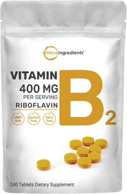 Micro Ingredients Riboflavin Vitamin B2, 400Mg Per Serving, 240 Mini Tablets | Essential Vitamin B Supplement | B Vitamins For Energy Production | Easy To Swallow, Non-Gmo