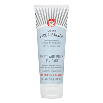First Aid Beauty Pure Skin Face Cleanser, Sensitive Skin Cream Cleanser With Antioxidant Booster, 8 Oz