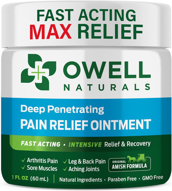 OWELL NATURALS Pain Relief Ointment - 1 oz - Maximum Strength All Natural Discomfort Reliever for Joint, Muscle, Knee, Back, Neuropathy - 5 Powerful Ingredients