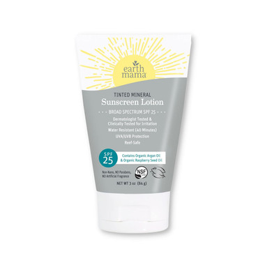Earth Mama Tinted Mineral Sunscreen Lotion Spf 25, Contains Organic Argan And Red Raspberry Seed Oil, 3-Ounces3 Ounce (Pack Of 1)