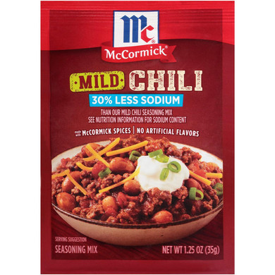 Mccormick, 30% Less Sodium Mild Chili Seasoning Mix, 1.25 Oz