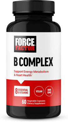 Force Factor Vitamin B Complex To Support Energy, Vitality, And Heart Health, Includes Vitamin B1, Vitamin B2, Vitamin B3, Vitamin B6, Vitamin B12, And More, Vegan, Non-Gmo, 60 Vegetable Capsules