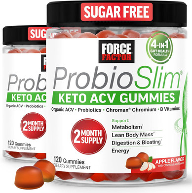 Force Factor Probioslim Apple Cider Vinegar Gummies With Organic Lactospore Probiotics And Prebiotics To Support Digestion, Metabolism, And Immune Health, 60 Gummies