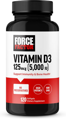 Force Factor Vitamin D3 5000 Iu Softgels, High-Potency Vitamin D Supplement To Support Immunity And Bone Health, Premium Quality, No Preservatives, 120 Softgels