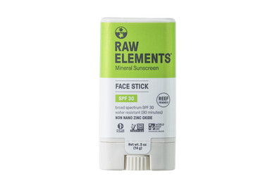 Raw Elements Face Stick All-Natural Mineral Sunscreen | Non-Nano Zinc Oxide, 95% Organic, Very Water Resistant, Reef Safe, Non-Gmo, Cruelty Free, Spf 30+, All Ages Safe, Moisturizing, 0.5Oz