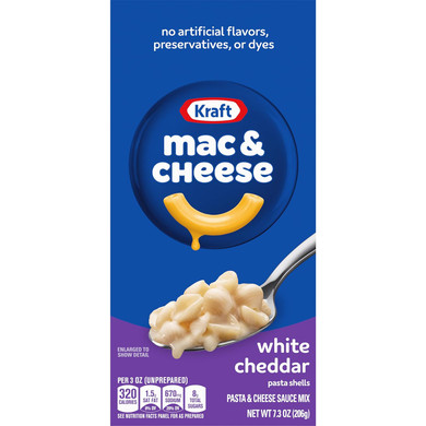 Kraft White Cheddar Macaroni & Cheese Dinner with Pasta Shells (7.3 oz Box)