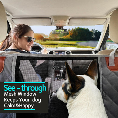 Dog Car Seat Cover For Back Seat, 100% Waterproof Dog Car Hammock With Mesh Window, Scratchproof Truck Back Seat Cover For Dogs, Durable Dog Car Seat Covers (Grey, X-Large (60" W X 64" L))