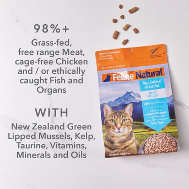 Feline Natural - Grain-Free Freeze Dried Cat Food - Beef & Hoki, 3.5Oz
