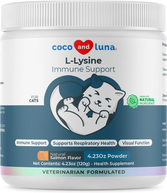 L-Lysine Supplement for Cats 900mg/scoop - Cat Supplement for Sneezing and Runny Nose, Cat Cold, Cat Immune Support, Eye Function, and Respiratory Health  Lysine Powder for Cat