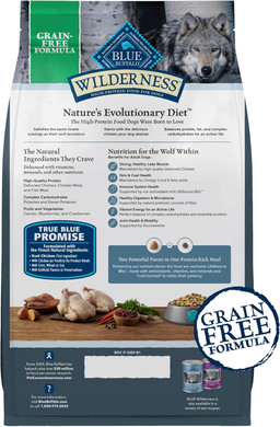 Blue Buffalo Wilderness Adult High-Protein Dry Dog Food With Real Chicken, Grain-Free, Made In The Usa With Natural Ingredients, Chicken, 24-Lb. Bag