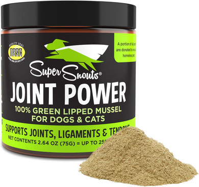 Super Snouts Joint Power 100% Green Lipped Mussels For Dogs & Cats - Dog Joint Supplement Powder Supports Joints, Tendons, Ligaments (2.64 Oz)