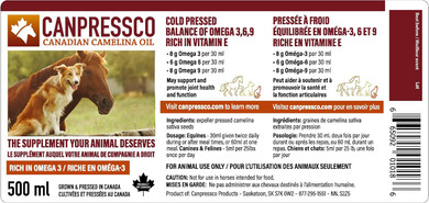 Camelina Oil 500 Ml Bottle | Omega 3 Oil Supplement For Equine, Canine And Feline Joint, Coat And Skin Health