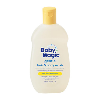 Baby Magic Gentle Hair & Body Wash | Tear-Free, Free Of Parabens, Phthalates, Sulfates And Dyes, Calendula Oil & Coconut Oil, Soft Powder Scent, 9 Fl Oz