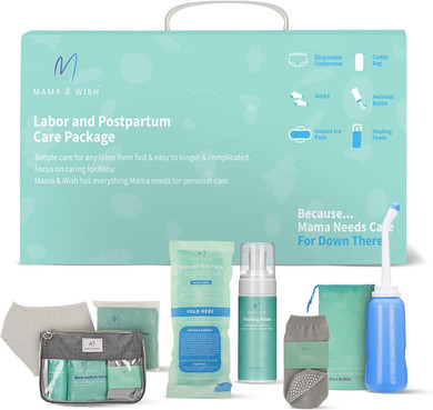 Mama & Wish Postpartum Recovery Kit - Includes Peri Bottle, Comfy Garments & Essentials For Women After Birth