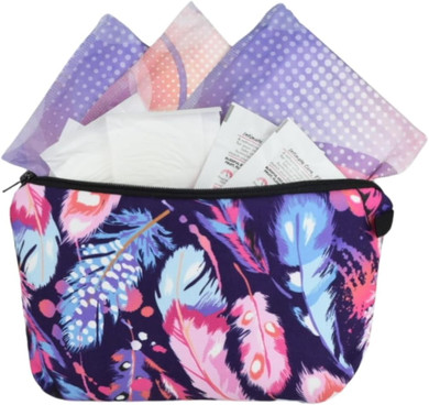 Teen First Period Pouch with Sanitary Napkins/Pads, Panty Liners, Wipes and Disposable Bags for Tweens and Teens