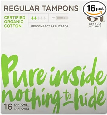 Oi Organic Cotton Tampons, Box Of 16 Regular Tampons, Compact Plant-Based Applicator