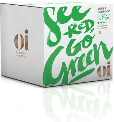 Oi Organic Cotton Tampons, Box Of 16 Super Tampons, Compact Plant-Based Applicator