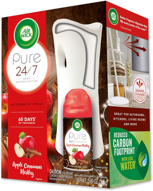 Air Wick Freshmatic Automatic Spray Starter Kit, (Gadget + Refill), Apple Cinnamon Medley, Holiday Scent, Holiday Spray, Essential Oils, Air Freshener, Odor Neutralization, Packaging May