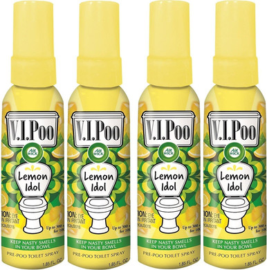 Air Wick V.I.Poo Pre-Poo Toilet Spray Value Pack Creaua Lemon Idol, 1.85 Oz, Pack Of 4