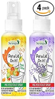 Set Of 2 Fresh Toilet Pre Use Sprays - Fresh Citrus And Lavender Scents - Pre-Poop Spray - Minimizes Foul Odors (2)