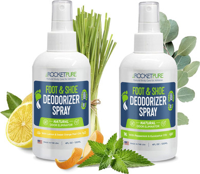 Natural Shoe Deodorizer Spray Bundle - Foot Spray Odor Eliminator Spray, Shoe Spray Deodorizer, Shoe Odor Eliminator Spray, Shoe Spray Odor Eliminator Spray Freshener (Mint, Lemon)