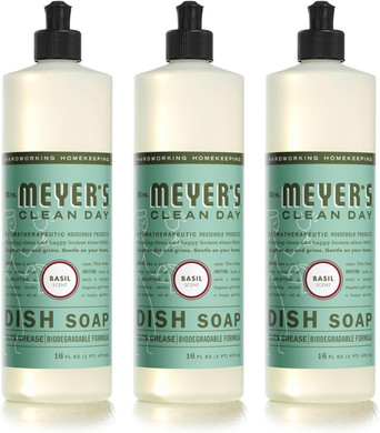 Mrs. Meyer'S Dish Soap Basil, 16 Fluid Ounce (Pack Of 3)