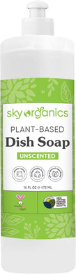 Sky Organics Plant-Based Unscented Dish Soap, Usda Bio-Based, Non-Toxic Biodegradable Formula For Household Cleaning, 16 Fl. Oz