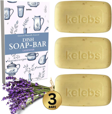 Lavender Hypoallergenic Dish Soap Bar - Organic - Pack Of 3, Skin-Safe, Non-Toxic, Sustainable Kitchen Soap - Zero Waste