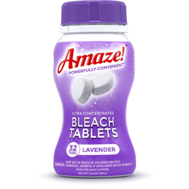 Amaze Ultra Concentrated Bleach Tablets [32 Tablets] - Lavender Scent - For Laundry, Toilet, And Multipurpose Home Cleaning. No Splash Liquid Bleach Alternative