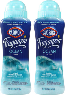 Clorox Fraganzia In-Wash Scent Booster Crystals In Ocean Scent, 18 Oz Twin Pack | Laundry Scent Booster Crystals | In-Wash Scent Booster For Fresh Laundry In Ocean Scent 18 Ounce Twin Pack, 36Oz