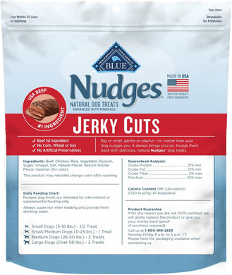 Blue Buffalo Nudges Jerky Cuts Dog Treats, Made In The Usa With Natural Ingredients, Steak, 10-Oz. Bag