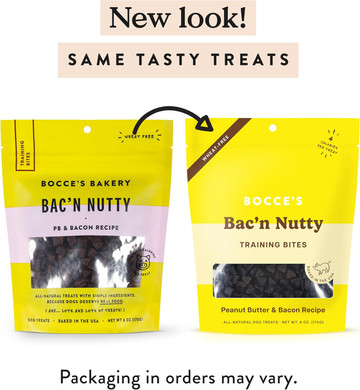 Bocce'S Bakery Bac'N Nutty Training Treats For Dogs, Wheat-Free Dog Treats, Made With Real Ingredients, Baked In The Usa, All-Natural & Low Calorie Training Bites, Pb & Bacon Recipe, 6 Oz