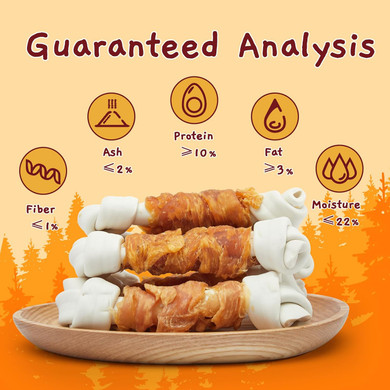 Jungle Calling Rawhide Free Dog Bones, 6.5" Real Chicken Wrapped Dog Chew Bones For Medium And Large Dogs Training Treats