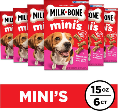 Milk-Bone Mini'S Original Dog Treats, 15 Ounce (Pack Of 6), Crunchy Biscuit Helps Clean Teeth