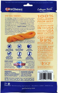 Pet Factory Carechewz Collagen 6-7" Twist Keys Dog Chew Treats - Chicken Flavor, 2 Count/1 Pack