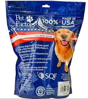 Pet Factory 100% Made In Usa Beefhide 6" Braided Sticks Dog Chew Treats - Natural Flavor, 6 Count/1 Pack