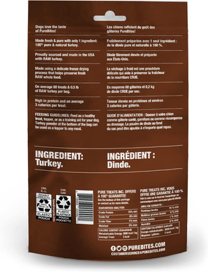 Purebites Turkey Freeze Dried Dog Treats, 1 Ingredient, Made In Usa, 2.47Oz