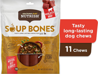 Rachael Ray Nutrish Soup Bones Dog Treats, Beef & Barley Flavor, 11 Bones