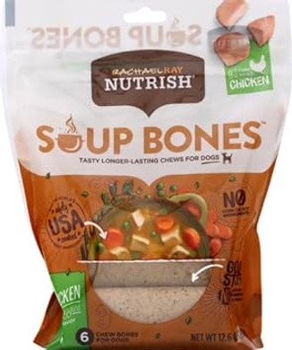 Rachael Ray Nutrish Soup Bones Dog Treats, Chicken & Veggies Flavor, 6 Bones
