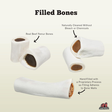 Redbarn Small Filled Dog Bones, Peanut Butter Flavor - Long Lasting Stuffed Femur Chew Treat Made In Usa - 4 Count - Packaging May Vary